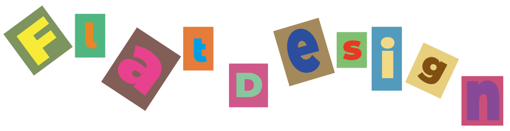 Flat design - terme écrit en lettres colorées.