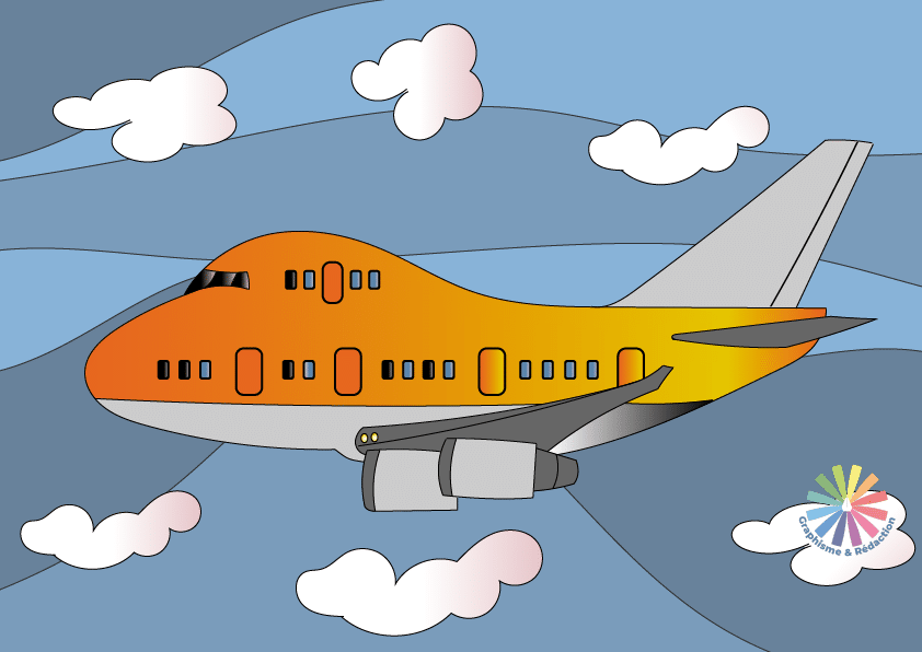 À propos - Illustration - un avion volant dans le ciel - Par graphisme & Rédaction.